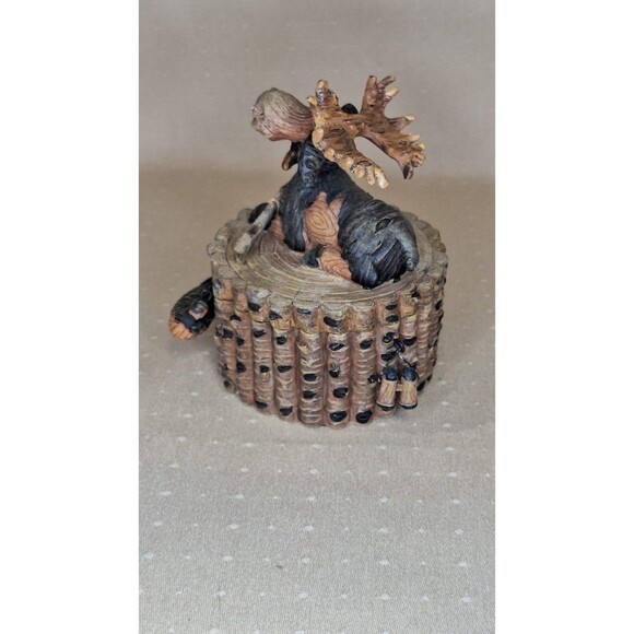 Moose Trinket Box Lodge Woodland Hunting Decor Rare Jewelry Box - Picture 10 of 11